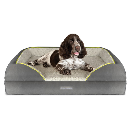 Dreamcatcher Dreamcatcher Large Plus Dog Bed | Memory Foam Orthopedic Grey Bolster Pet Bed