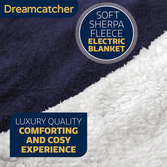 Dreamcatcher Dreamcatcher Navy Blue Electric Heated Throw | Sherpa Fleece Blanket