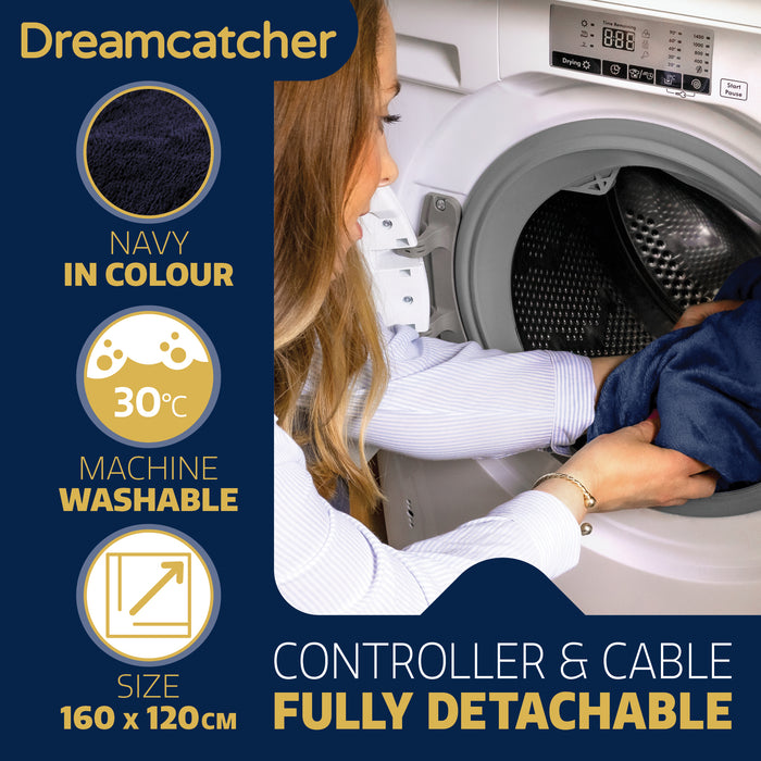 Dreamcatcher Dreamcatcher Navy Blue Electric Heated Throw | Sherpa Fleece Blanket