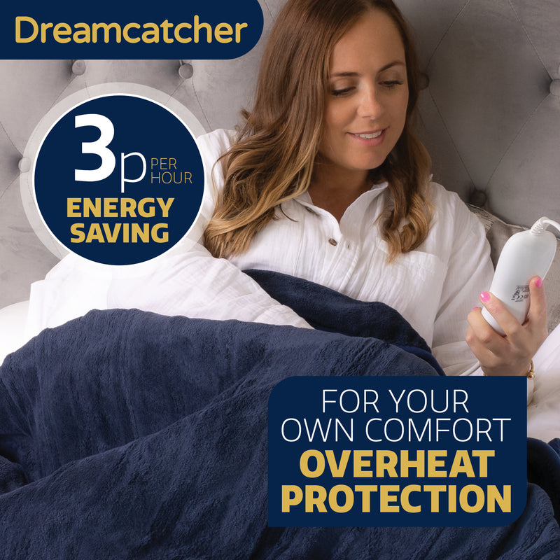 Dreamcatcher Dreamcatcher Navy Blue Electric Heated Throw | Sherpa Fleece Blanket