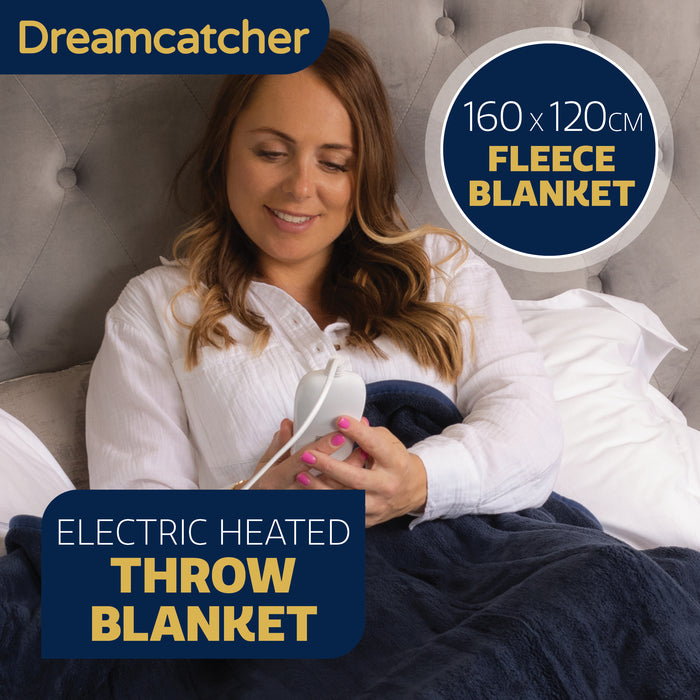 Dreamcatcher Dreamcatcher Navy Blue Electric Heated Throw | Sherpa Fleece Blanket