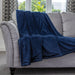 Dreamcatcher Dreamcatcher Navy Blue Faux Fur Throw Blanket | Soft Fluffy Sofa Throw