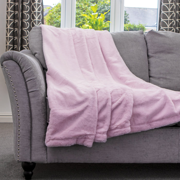 Dreamcatcher Dreamcatcher Pink Faux Fur Throw Blanket | Soft Fluffy Sofa Throw