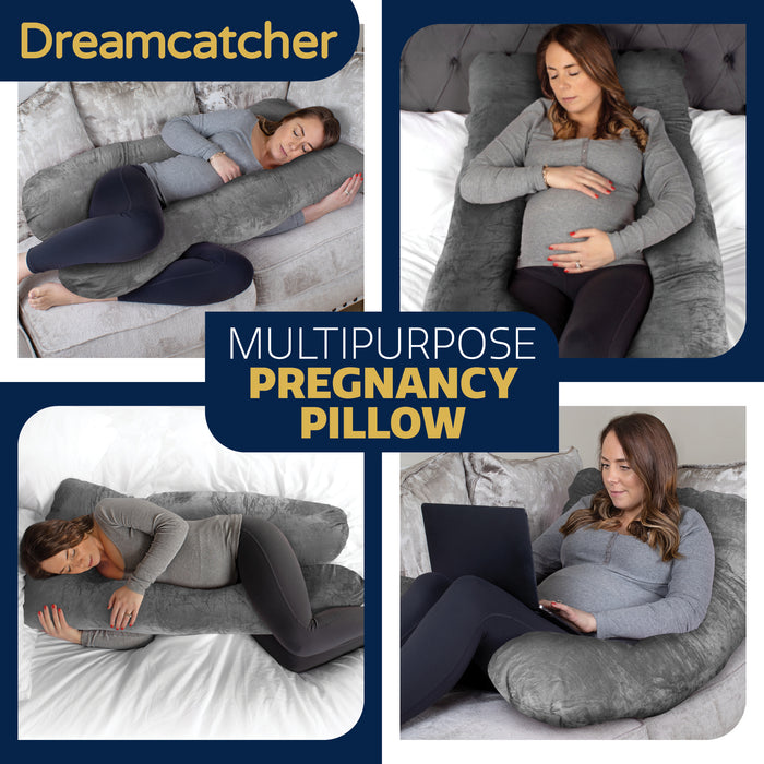 Dreamcatcher Dreamcatcher Pregnancy Pillow | Memory Foam Maternity Cushion U Shaped Grey