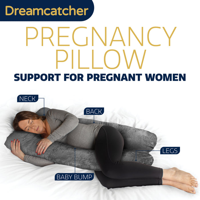 Dreamcatcher Dreamcatcher Pregnancy Pillow | Memory Foam Maternity Cushion U Shaped Grey