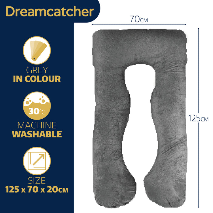 Dreamcatcher Dreamcatcher Pregnancy Pillow | Memory Foam Maternity Cushion U Shaped Grey