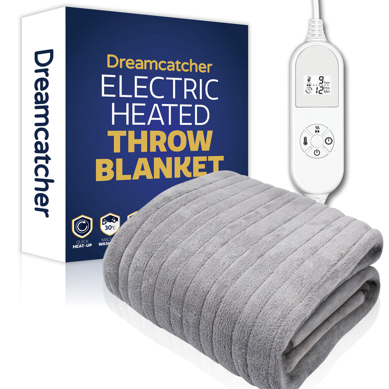 Dreamcatcher Dreamcatcher Silver Electric Heated Throw | Soft Fleece Blanket with Timer