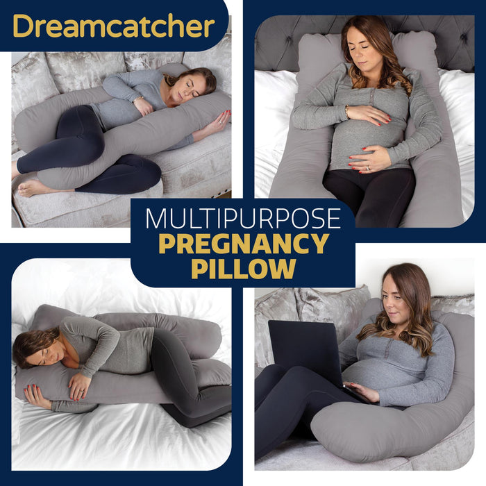 Dreamcatcher Dreamcatcher U Shaped Pregnancy Pillow | Grey Maternity Cushion 125cm