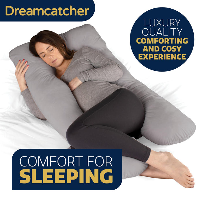 Dreamcatcher Dreamcatcher U Shaped Pregnancy Pillow | Grey Maternity Cushion 125cm
