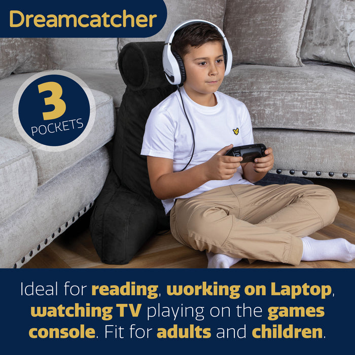 Dreamcatcher Dreamcatcher XL Cuddle Cushion Black | Back Reading Pillow with Headrest