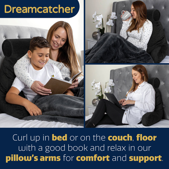 Dreamcatcher Dreamcatcher XL Cuddle Cushion Black | Back Reading Pillow with Headrest