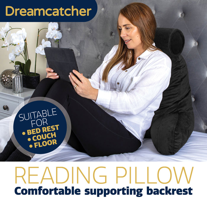 Dreamcatcher Dreamcatcher XL Cuddle Cushion Black | Back Reading Pillow with Headrest
