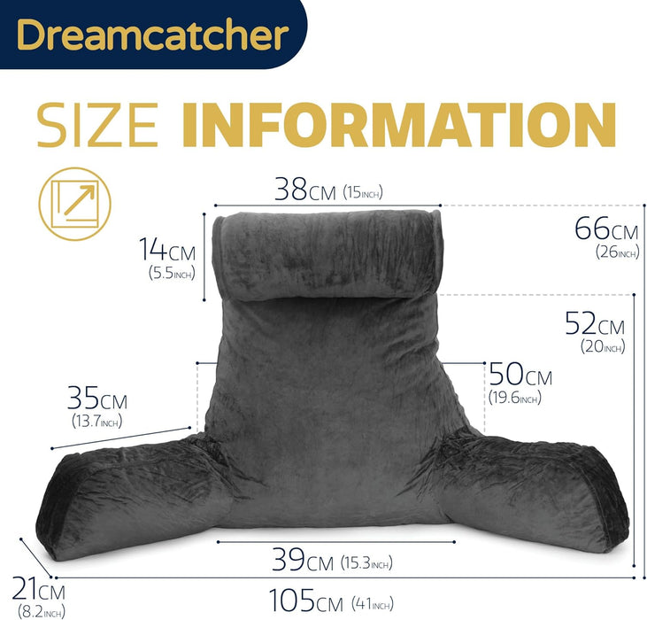 Dreamcatcher Dreamcatcher XL Cuddle Cushion Grey | Back Reading Pillow with Headrest