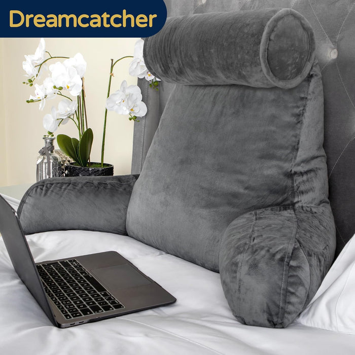 Dreamcatcher Dreamcatcher XL Cuddle Cushion Grey | Back Reading Pillow with Headrest