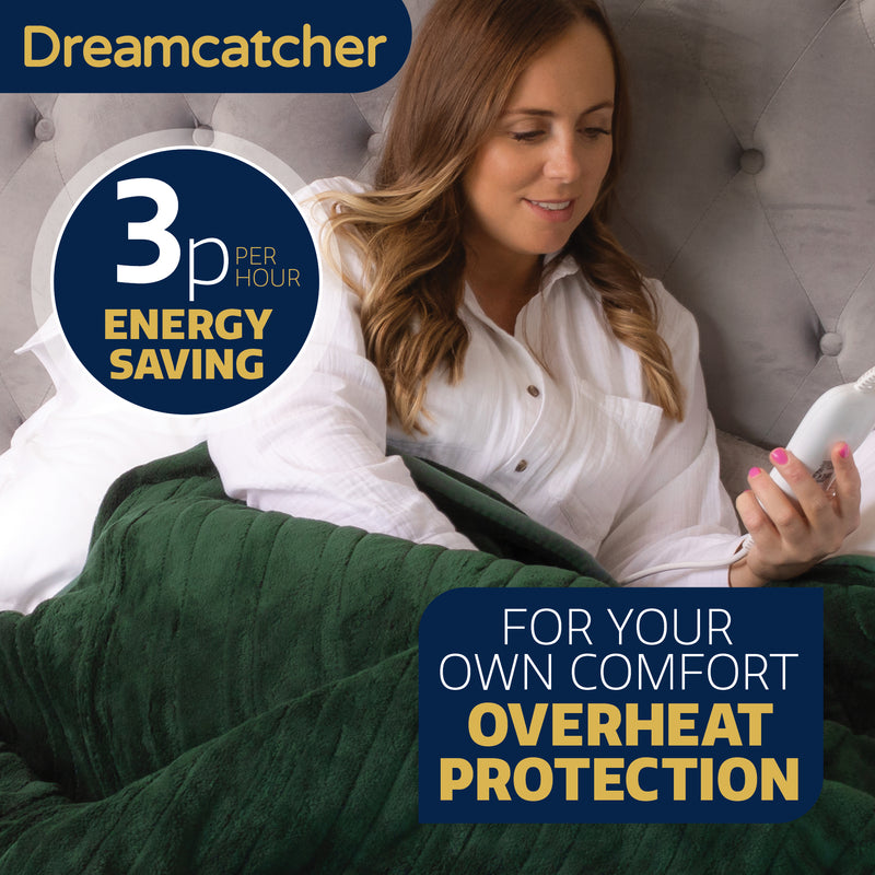Dreamcatcher Dreamcatcher XL Electric Blanket | Green Heated Fleece Over Throw