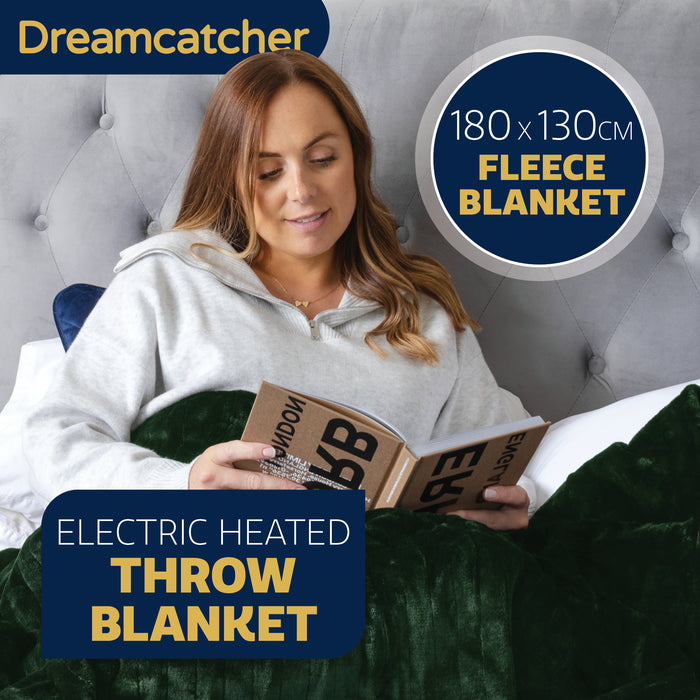 Dreamcatcher Dreamcatcher XL Electric Blanket | Green Heated Fleece Over Throw