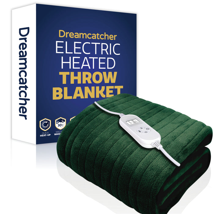 Dreamcatcher Dreamcatcher XL Electric Blanket | Green Heated Fleece Over Throw