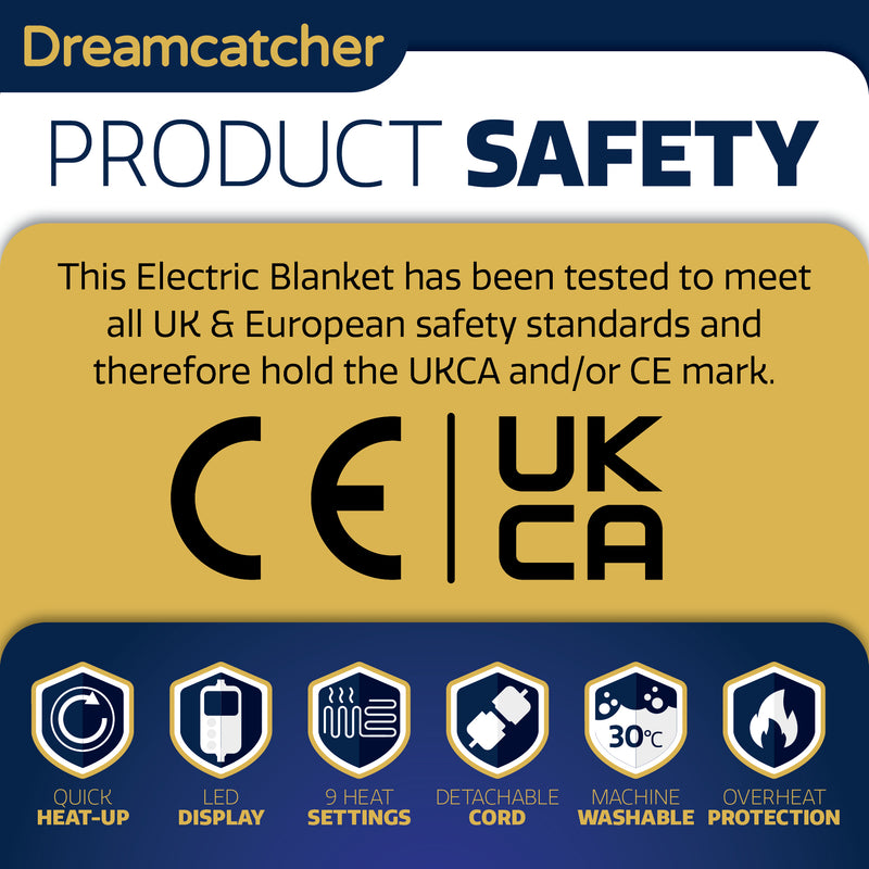 Dreamcatcher Dreamcatcher XL Electric Blanket | Navy Blue Heated Fleece Over Throw
