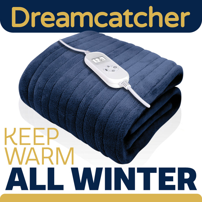 Dreamcatcher Dreamcatcher XL Electric Blanket | Navy Blue Heated Fleece Over Throw