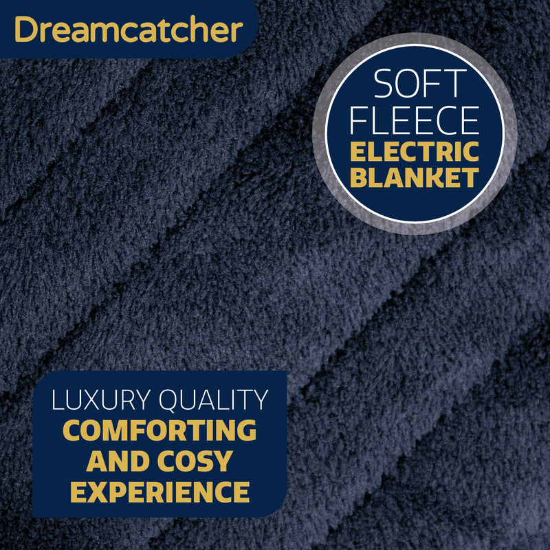 Dreamcatcher Dreamcatcher XL Electric Blanket | Navy Blue Heated Fleece Over Throw