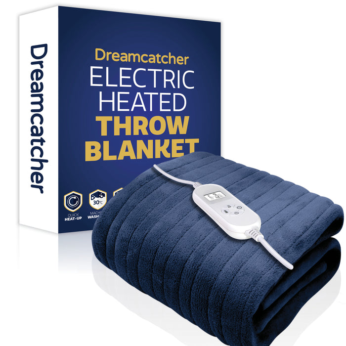 Dreamcatcher Dreamcatcher XL Electric Blanket | Navy Blue Heated Fleece Over Throw