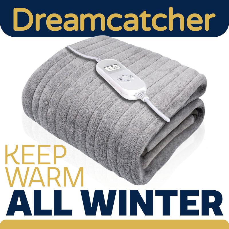 Dreamcatcher Dreamcatcher XL Electric Blanket | Silver Heated Fleece Over Throw
