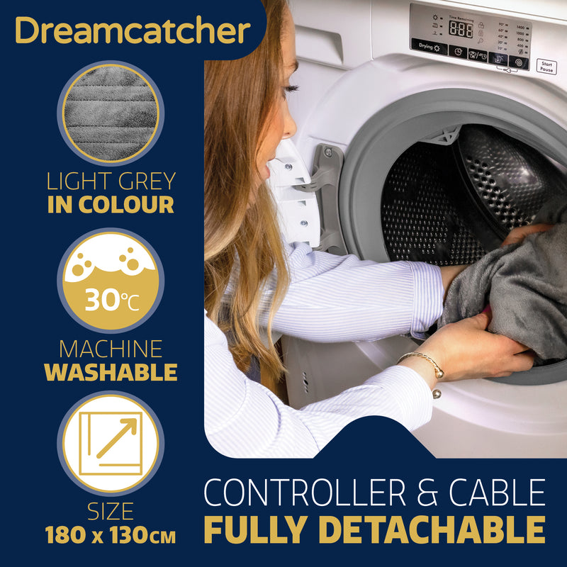 Dreamcatcher Dreamcatcher XL Electric Blanket | Silver Heated Fleece Over Throw