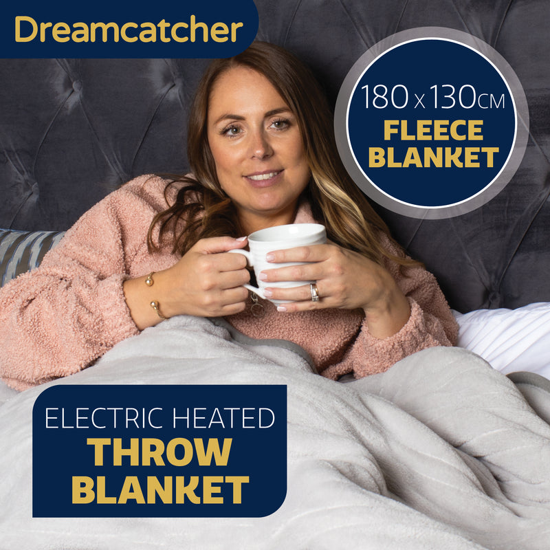 Dreamcatcher Dreamcatcher XL Electric Blanket | Silver Heated Fleece Over Throw