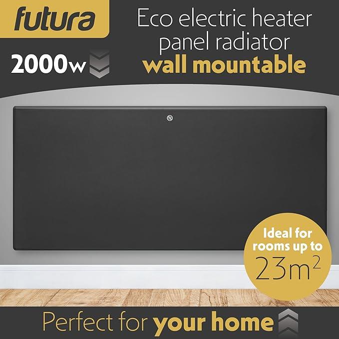 Futura Eco Electric Panel Heater 2000W Setback Timer & Advanced Thermostat Control Grey