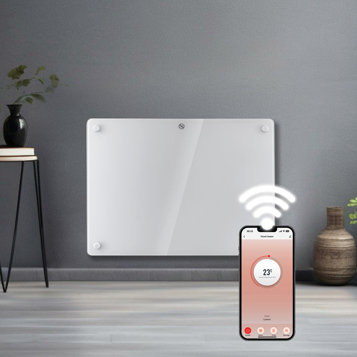 Futura Futura 1000W White Glass Electric Panel Heater WiFi Wall Mounted