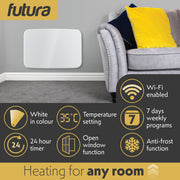 Futura Futura 1000W White WiFi Smart Curved Panel Heater Wall Mounted