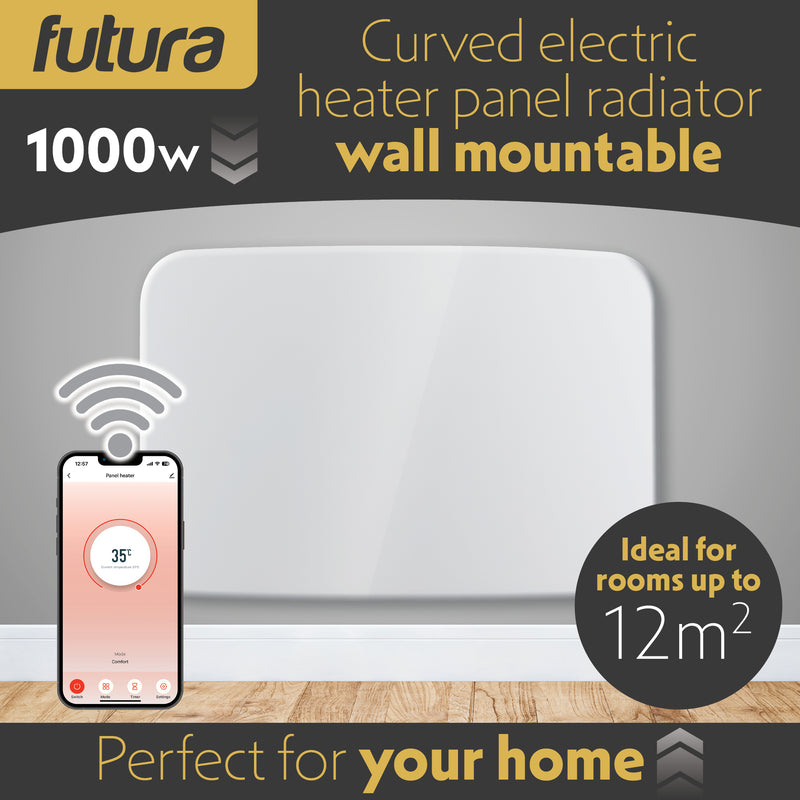 Futura Futura 1000W White WiFi Smart Curved Panel Heater Wall Mounted
