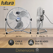 Futura Futura 14” Metal Floor Fan | High Velocity Industrial Fan