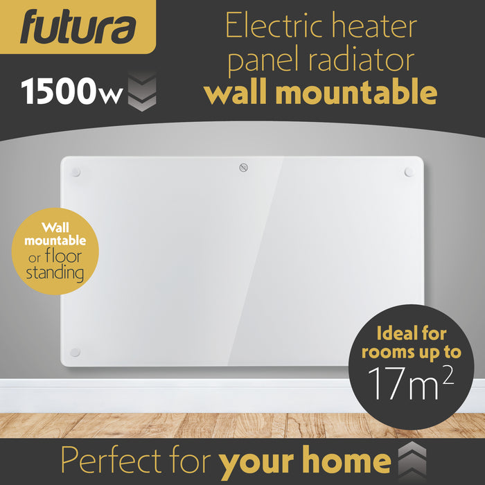 Futura Futura 1500W White Glass Electric Panel Heater WiFi Wall Mounted