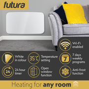Futura Futura 1500W White WiFi Smart Curved Panel Heater Wall Mounted