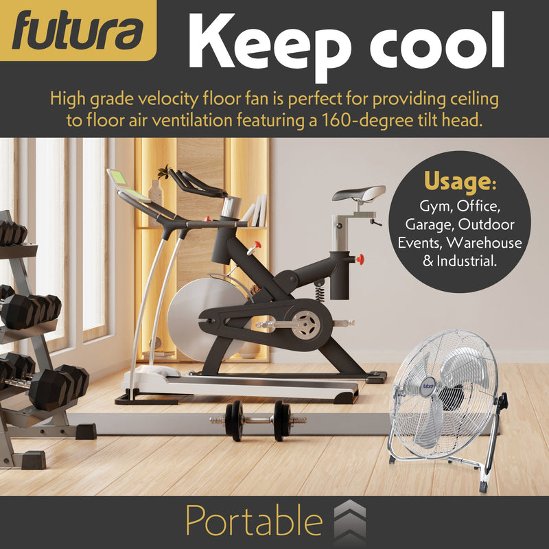 Futura Futura 16” Metal Floor Fan | High Velocity Industrial Fan