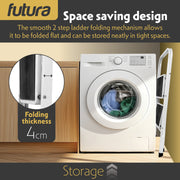 Futura Futura 2 Step Ladder White | Folding Step Stool Heavy Duty 150Kg Capacity