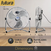Futura Futura 20” Metal Floor Fan | Large High Velocity Industrial Fan