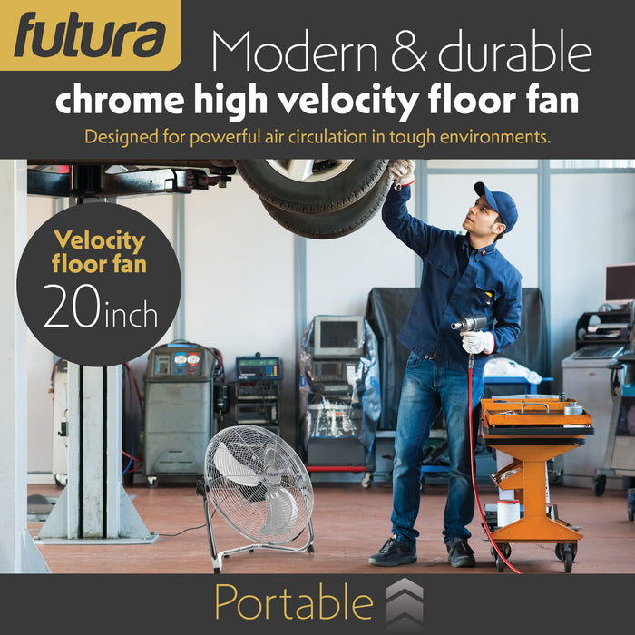 Futura Futura 20” Metal Floor Fan | Large High Velocity Industrial Fan