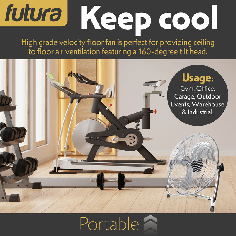 Futura Futura 20” Metal Floor Fan | Large High Velocity Industrial Fan