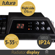 Futura Futura 2000W Black Glass Electric Panel Heater WiFi Wall Mounted