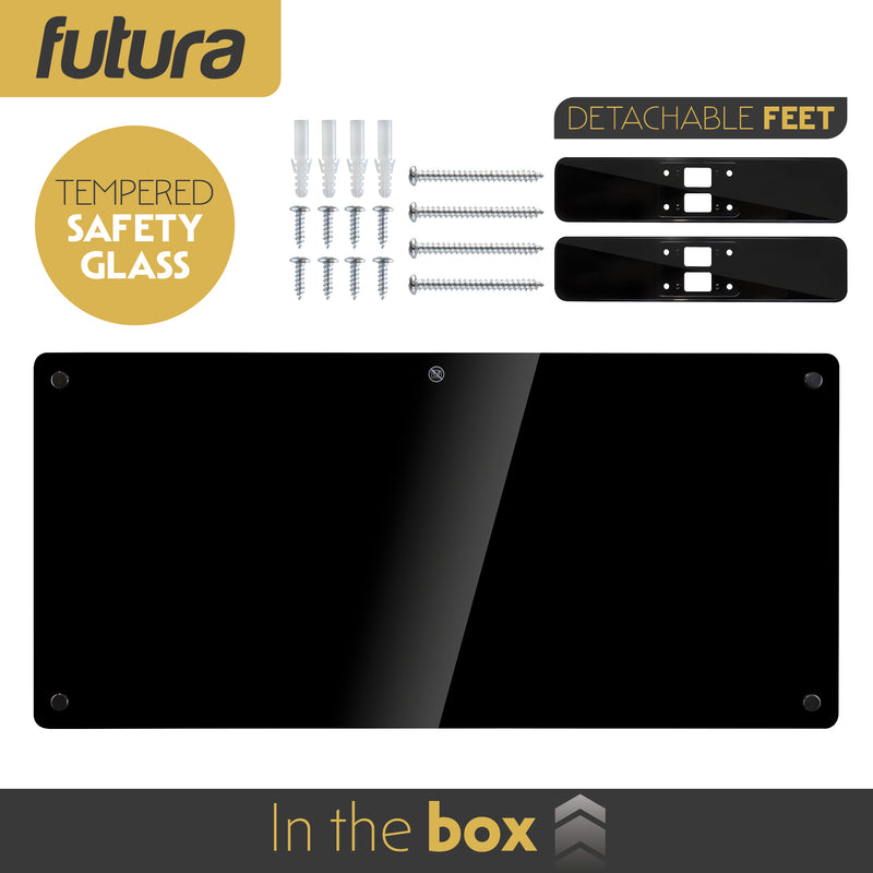 Futura Futura 2000W Black Glass Electric Panel Heater WiFi Wall Mounted
