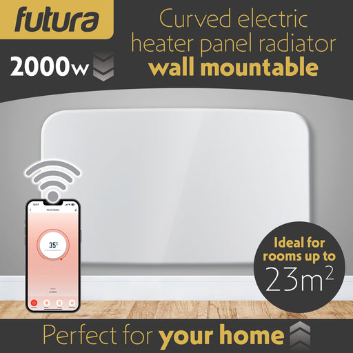 Futura Futura 2000W White WiFi Smart Curved Panel Heater Wall Mounted