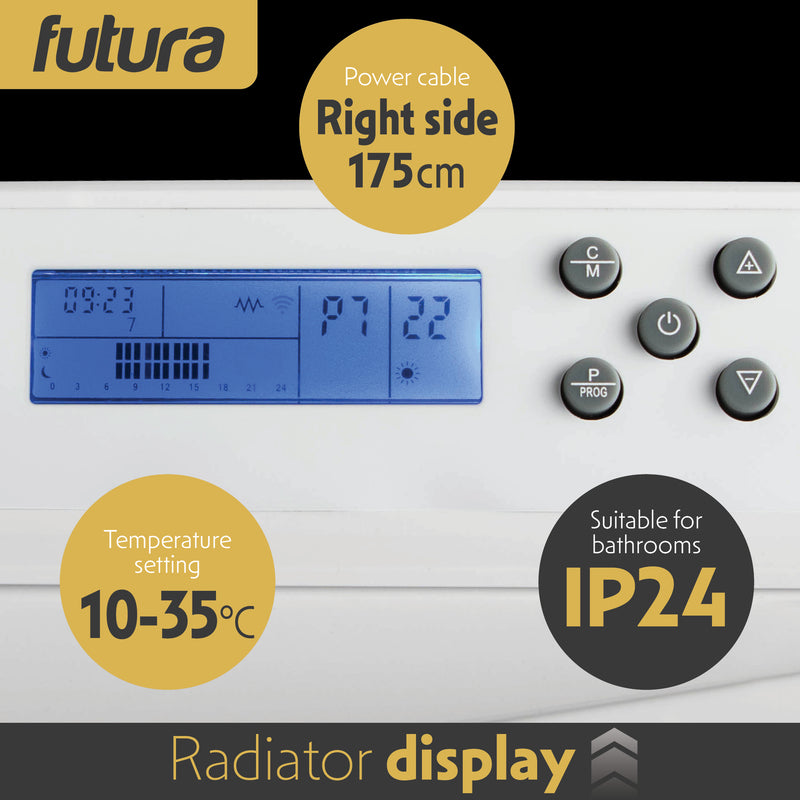 Futura Futura 2000W White WiFi Smart Curved Panel Heater Wall Mounted