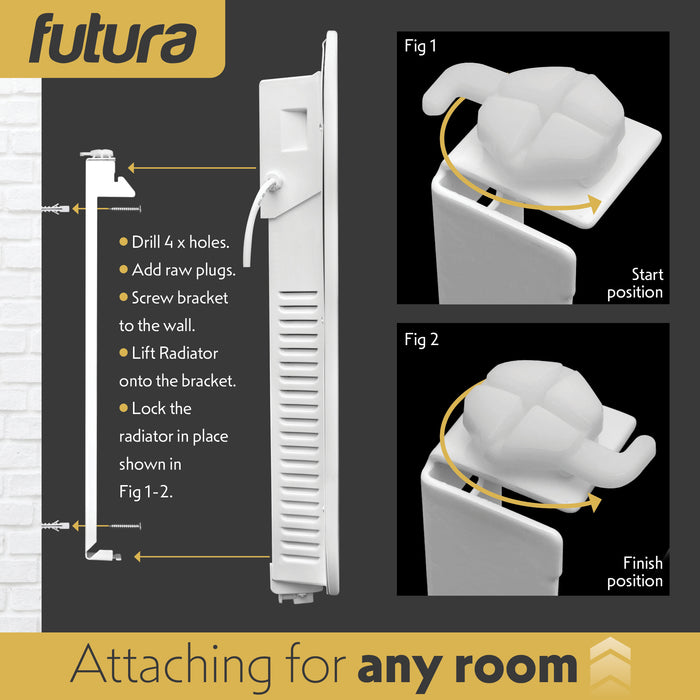 Futura Futura 2000W White WiFi Smart Curved Panel Heater Wall Mounted