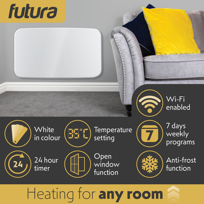 Futura Futura 2000W White WiFi Smart Curved Panel Heater Wall Mounted