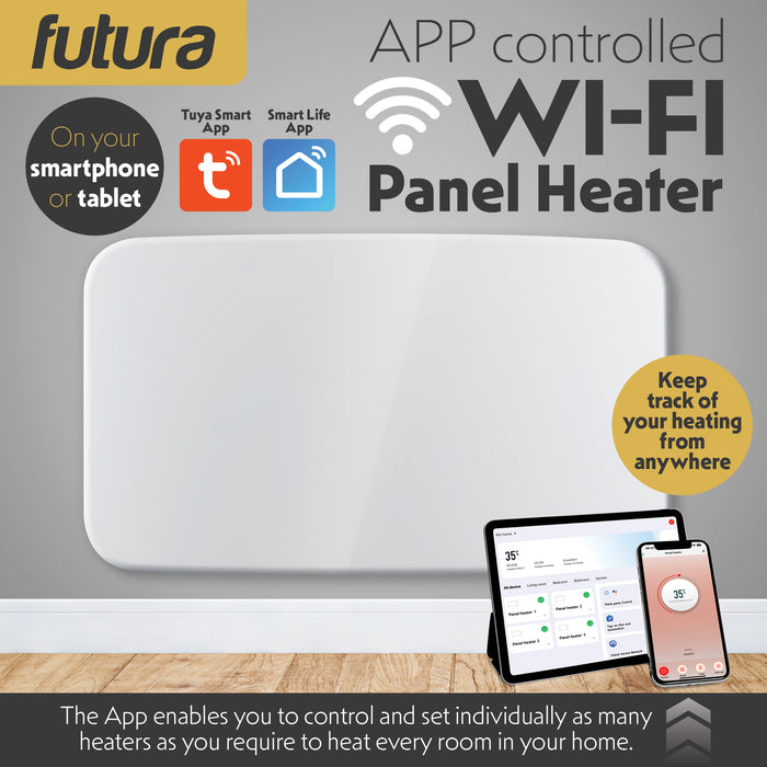 Futura Futura 2000W White WiFi Smart Curved Panel Heater Wall Mounted