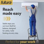 Futura Futura 3 Step Ladder Grey | Folding Step Stool Heavy Duty 150Kg Capacity