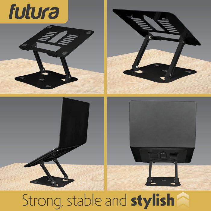 Futura Futura Adjustable Laptop Computer Stand | Foldable Notebook Riser - Black