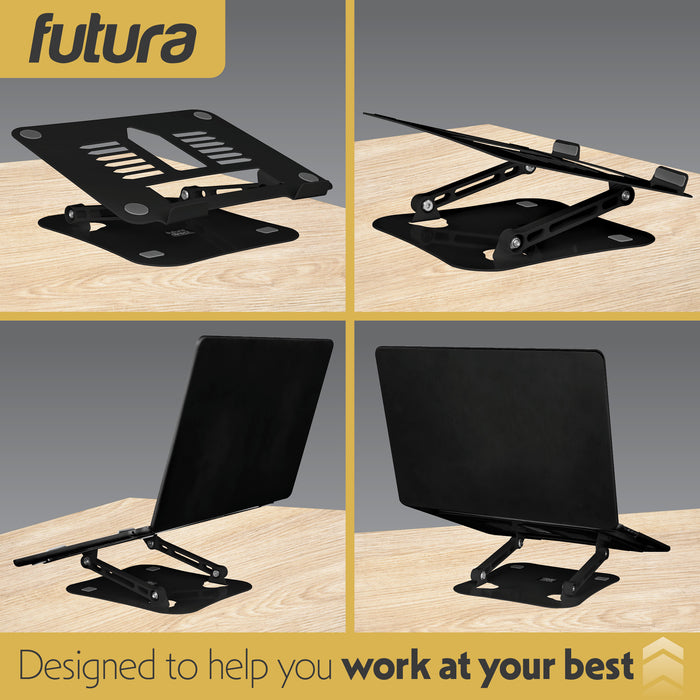 Futura Futura Adjustable Laptop Computer Stand | Foldable Notebook Riser - Black